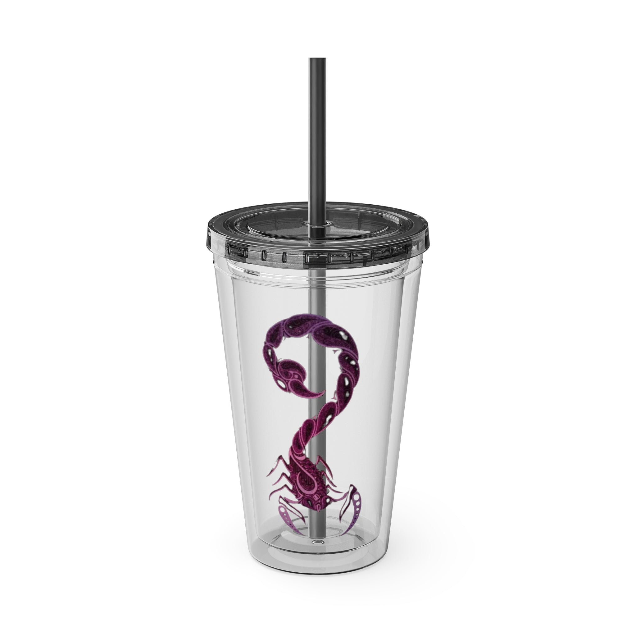 Pink Scorpion Tumbler with Straw, 16oz