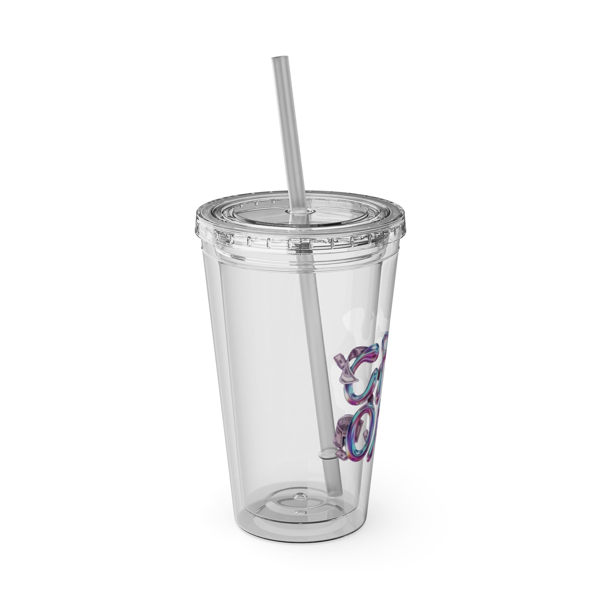 Ca$h Only Tumbler with Straw, 16oz