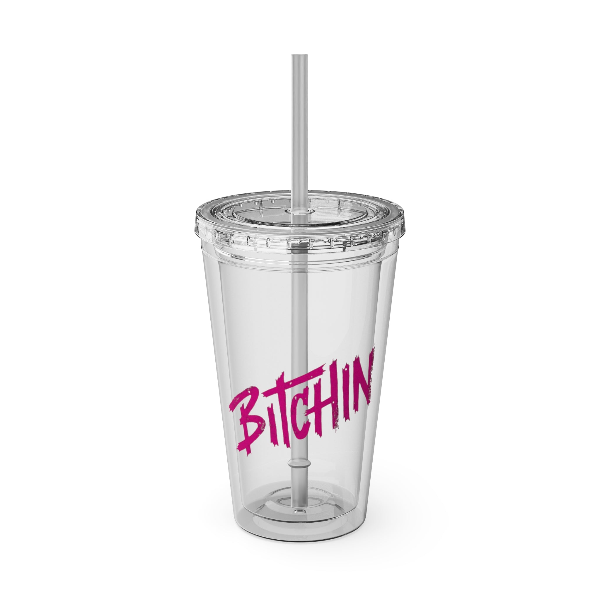 B**chin Tumbler with Straw, 16oz