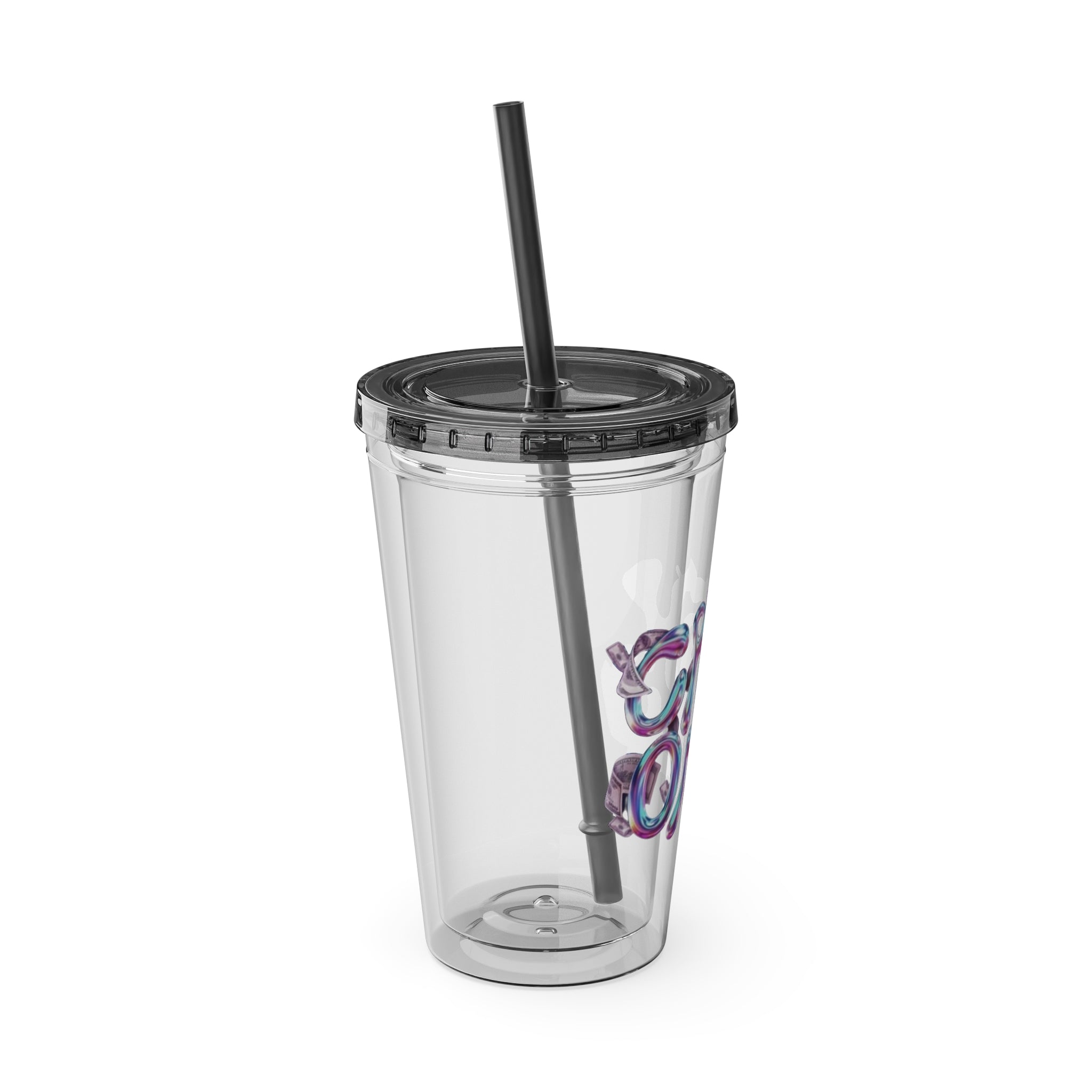 Ca$h Only Tumbler with Straw, 16oz