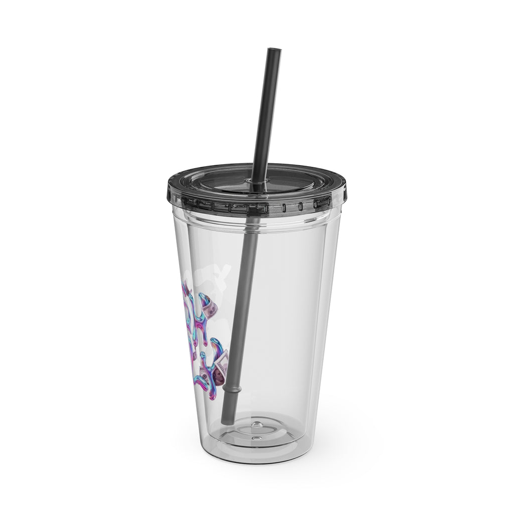 Ca$h Only Tumbler with Straw, 16oz