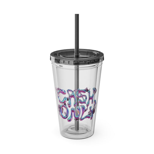 Ca$h Only Tumbler with Straw, 16oz