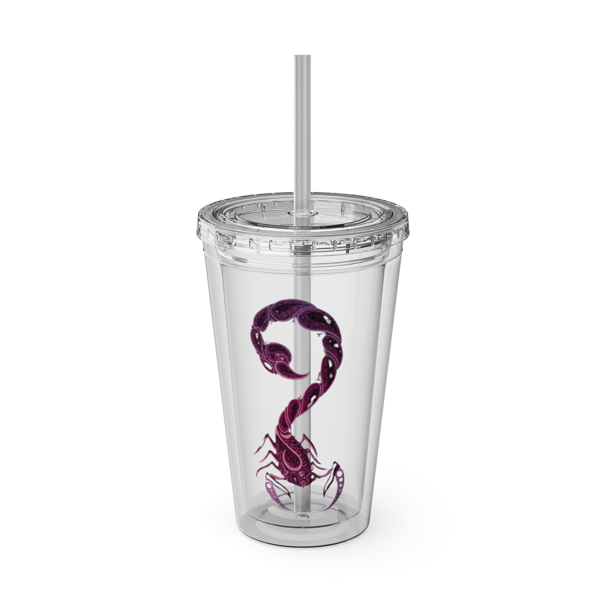 Pink Scorpion Tumbler with Straw, 16oz