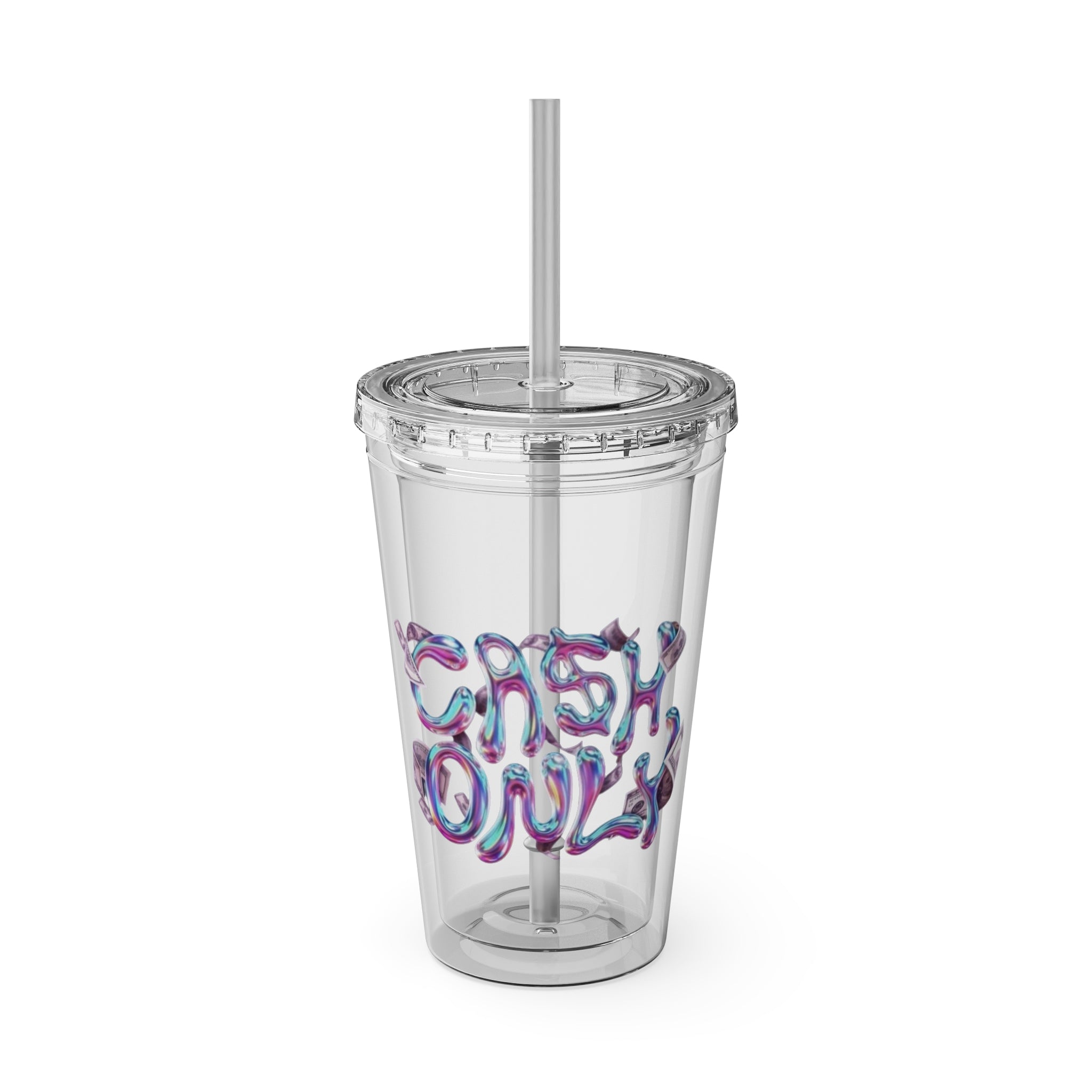 Ca$h Only Tumbler with Straw, 16oz
