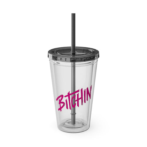 B**chin Tumbler with Straw, 16oz